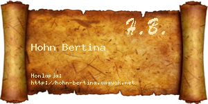 Hohn Bertina névjegykártya